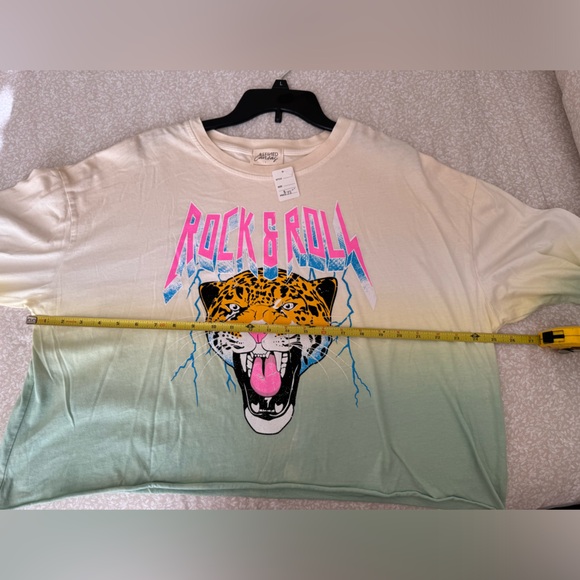 ROCK & ROLL TIGER CROPPED LONG SLEEVE SHIRT. TIE DYE, RELAXED, OVERSIZED. SIZE M - Picture 12 of 13